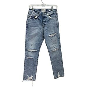 FRAME Le Original Distressed Button Fly Straight Leg Jeans LOJ385 Womens 27